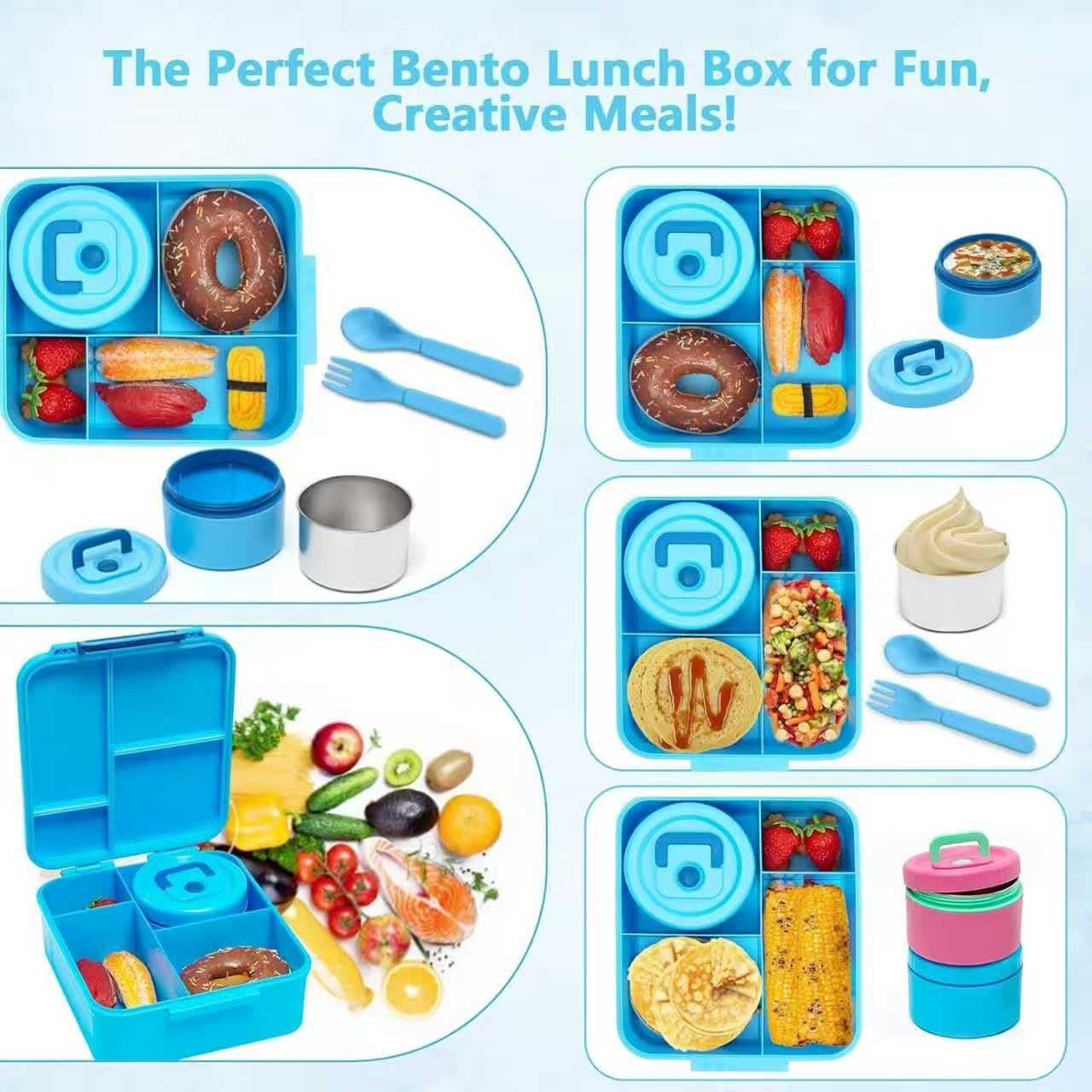 Kids Lunch Box - Insulated Bento Box with Stainless Steel Thermos & Leak-Proof Containers for School, Travel, and Outdoor | 300ml Food Jar & Square Container (Blue) thumbnail 8