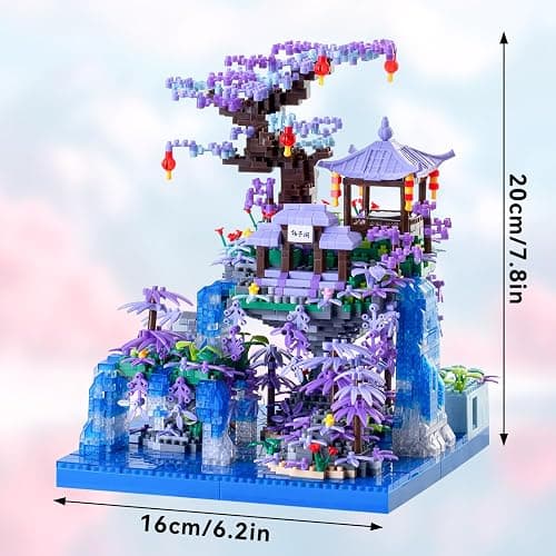 CAXIMSY Cherry Blossom Tree House Micro Building Blocks Set,Peach Blossom Pond Flowers Bricks Architecture Kit with LED Light Gifts for Adults and Kids（2500+Pieces） thumbnail 3