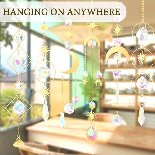 6Pieces Colorful Crystals Suncatcher Hanging Sun Catcher with Chain Pendant Ornament Crystal Balls for Window Home Garden Christmas Day Party Wedding Decoration thumbnail 7
