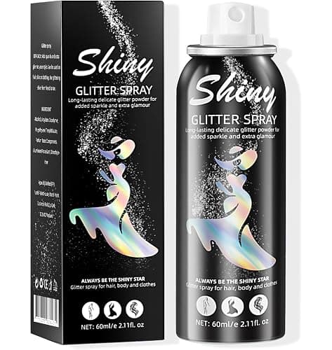 Ragkun Body Glitter, Body Glitter Spray, Glitter Spray for Hair and Body, Long-Lasting and Quick-Drying Silver Glitter Hairspray Suitable for Stage, Festival Rave and Makeup Prom (2.11 Fl Oz) - Image 1
