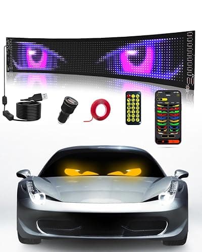 Devil Eyes Light for Windshield: 23.4"x4.7" Programmable LED Signs with APP & Remote Control - 5V USB Digital Lighting Display, LED Eyes for Cars, SUVs & Trucks (1 Pcs) - Image 1