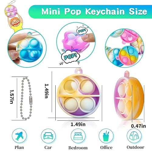 ONKULL Pop Fidget Keychain 30 Pack ,Mini Fidget Toys Bulk ,Sensory Toys for Kids ,Party Favors for Kids 4-8,8-12 Year ,Back to School Gifts for Classroom ,Easter Goodie Bags Stuffers thumbnail 2