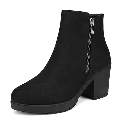 DREAM PAIRS Women's Ankle Boots Chunky Heel Platform Fall Heeled Short Booties Shoes - Image 1