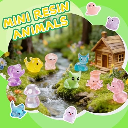 Guuozzli 200 Pcs Mini Resin Animals,Variety Little Small Figures Miniature,Tiny Resin Animals Bulk for Micro Fairy Garden Dollhouse Landscape Accessories thumbnail 6