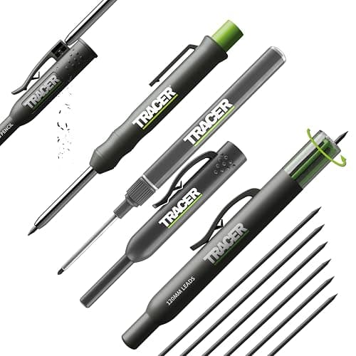 Tracer Deep Hole Construction Pencil and Pen Kit with 6X Replacement Leads and Site Holsters. Carpenter pencil Marking Kit - Image 1