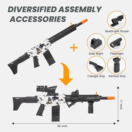 Realistic Toy Gun for Nerf Guns Darts, Foam Blaster - with Scope 120 Soft Bullets 3 Magazines, Semi-Auto Sniper Rifle Electric Machine Guns for Boys 8-12 Age, Birthday Gifts for Kids and Adults thumbnail 3