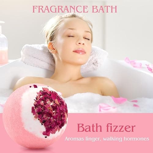 KASTU Dried Flower Bath Bombs Salt Balls,4-Pack Gift Set,Rose Extract Essential Oils,Moisturizing Dry Skin,Fizzy Spa,Relaxation,Self Care,Relaxing,Bubble Bath Bomb Gifts Idea for Men Women thumbnail 9