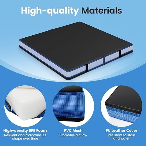 Goplus 4" Thick Folding Gymnastic Mat, 4ft x 4ft x 4in Thickened Bi-Fold Fitness Mat with Carrying Handles & PU Leather Cover, Home Gym Tumbling Mat for Stretching, Pilates, Aerobics Workouts thumbnail 5