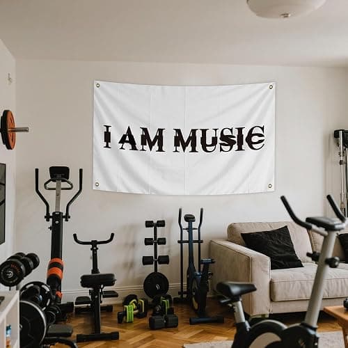 I Am Music Flag 3x5 Ft Funny Rapper Wall Banner, Motivational Quote Flag for Indoor Room College Dorm Hanging Decor thumbnail 2