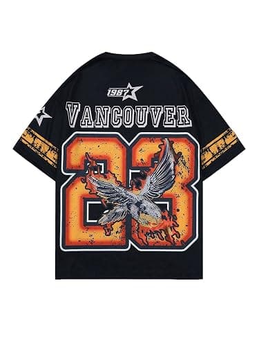 WDIRARA Men's Eagle Letter Graphic Street T Shirt Oversized Short Sleeve Crewneck Tee Top - Image 1