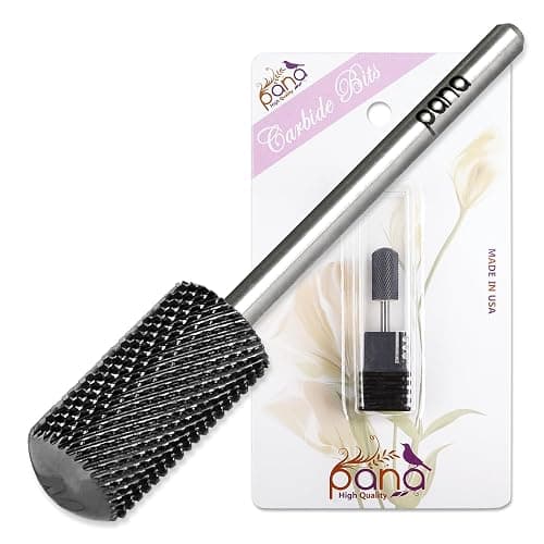 PANA 3/32" Large Smooth Round Top Safety Carbide Nail Drill Bit for Gel Polish & Acrylic Removal Nail Salon Manicure Pedicure Electric File Tools (Large Barrel - DLC Black, Medium) - Image 1