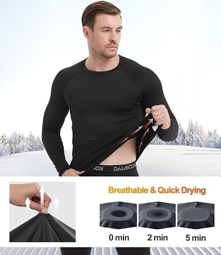 Dalavch 5 Pack Thermal Compression Shirts for Men Long Sleeve Running Gear Undershirt Base Layer for Winter Cold Weather thumbnail 4