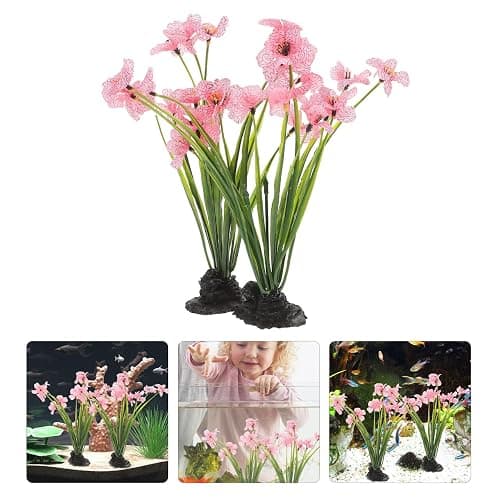 Balacoo 2 Pcs Pink Fish Tank Decor: Plastic Realistic Aquarium Plants, Silk Aquarium Plants for Betta Fish Tank Landscaping Decorations (Pink, 8.3 Inch) thumbnail 9
