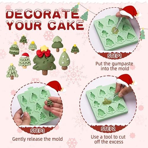 KALAIEN 3 Pcs Christmas Chocolate Molds,Christmas Tree Cake Mold,Santa Claus Fondant Candy Mold for Clay,Candle,Cake Topper Decoration Supplies thumbnail 4