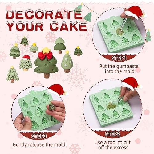 KALAIEN 3 Pcs Christmas Chocolate Molds,Christmas Tree Cake Mold,Santa Claus Fondant Candy Mold for Clay,Candle,Cake Topper Decoration Supplies thumbnail 5