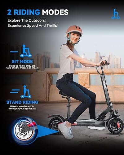 AONIU m4 Electric Scooter for Adults with seat 25-30 mph Fast Speed Heavy Duty 300+ lbs 10 inch Off Road Foldable e Scooter Mobility e Scooters for Girls Men Teens 31-37 Miles Long Range Bike thumbnail 9