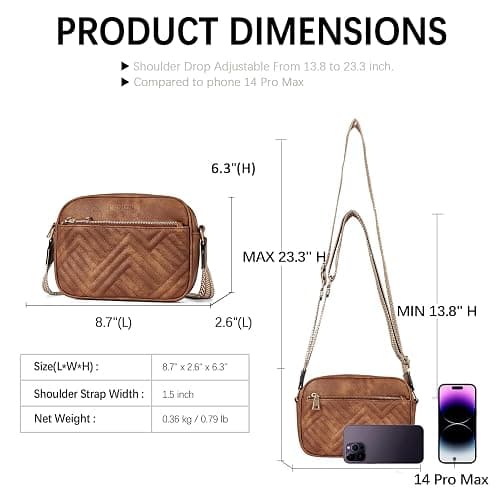 BOSTANTEN Quilted Crossbody Bags for Women Vegan Leather Purses Small Shoulder Handbags with Wide Strap thumbnail 4