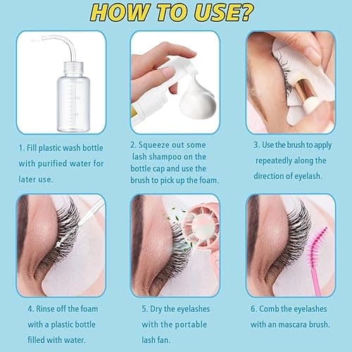 Eyelash Extension Cleanser Lash Mousse Lash Shampoo for Extensions, USB Mini Portable Fan Rechargeable Electric Handheld Air Conditioning (lash kit-handheld fan) thumbnail 9