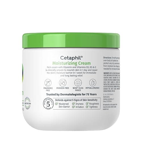 Cetaphil Moisturizing Cream, Dry Sensitive Skin, Fragrance Free, 16oz 2Pk | 2-pack value, face and body hydration, non-comedogenic, fragrance free, dermatologist recommended, very dry sensitive skin thumbnail 9
