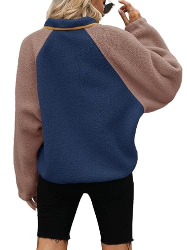 Yanekop Womens Fleece Jacket Fuzzy Long Sleeve Short Winter Coats Button Down Sherpa Jacket Outerwear with Pockets thumbnail 4