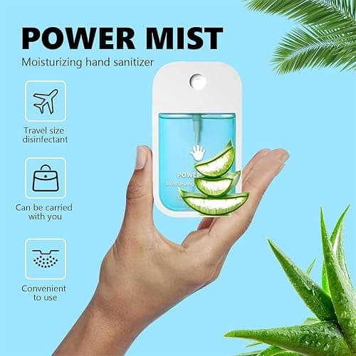 Power Mist Hydrating Hand Sanitizer, Power Mist Hydrating Spray for Hand, Hand Sanitizer Spray, Travel Size (2pcs - Blue & Green) thumbnail 2