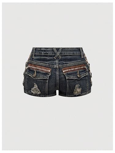 Verdusa Women's Y2K Cheetah Leopard Jean Shorts Distressed Going Out Outfits Denim Mini Booty Shorts thumbnail 5
