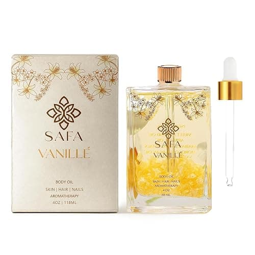 SAFA Vanillé Oil - Organic Oil for Face, Body, Hair, Nails & Aromatherapy | Vanilla Extract & Jasmine Petals - Essential Oil for Diffusers | After Shower Body Oil | Skin Moisturiser (4 Fl Oz) - Image 1