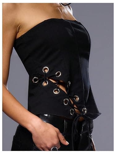 Floerns Women's Grommet Lace Up Side Strapless Tube Sleeveless Y2k Corset Tops thumbnail 4