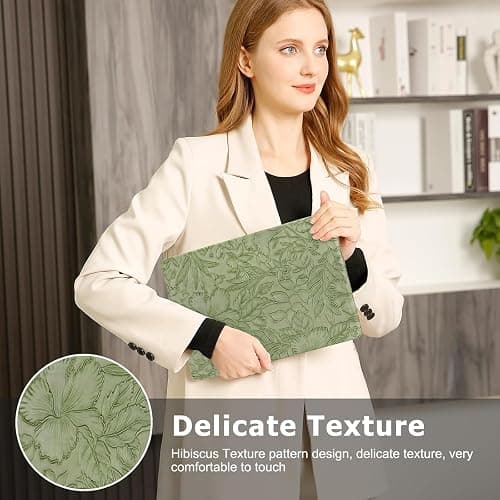 MOSISO Compatible with MacBook Air 13 inch Case 2025-2023 M4 A3240 M3 A3113 M2 A2681, Embossed Retro Hibiscus Texture PU Leather Coated Hard Shell&Keyboard Cover for MacBook Air 13.6 inch Case, Green thumbnail 5