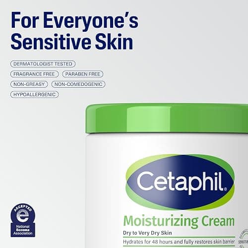 Cetaphil Face & Body Moisturizer, Hydrating Moisturizing Cream for Dry to Very Dry, Sensitive Skin, NEW 20 oz, Fragrance Free, Non-Comedogenic, Non-Greasy (Packaging May Vary) thumbnail 6