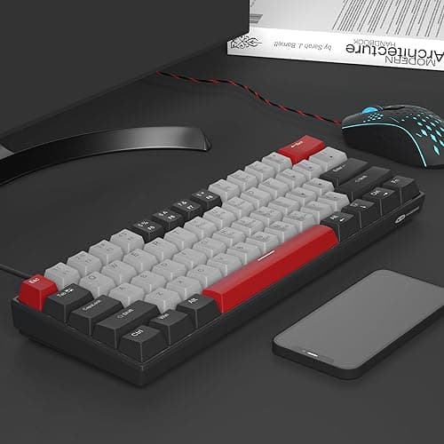 60% Mechanical Gaming Keyboard,Mixed Color Keycaps Gaming Keyboard with Clicky Blue Switches, Detachable Type-C Cable Mini Keyboard with Blue LED Light for/PC/Laptop thumbnail 8