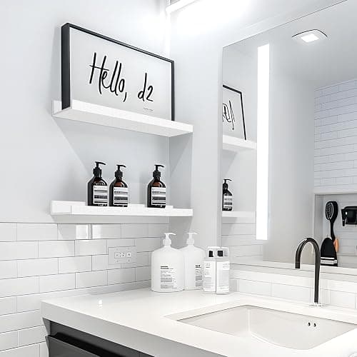 LaVie Home Floating Shelves for Wall Storage Set of 4, 15.6 Inch Picture Ledge Shelf, White Wall Shelves with Lip for Kitchen, Bedroom, Bathroom, and Living Room thumbnail 5
