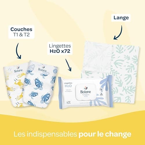 BIOLANE - Coffret Cadeau Naissance Biolane - 10 Essentiels Bébé : Couches Biolane, Lingettes H2O, Lange Doux, Soins, Eau de Toilette - Coffret Naissance Complet pour Nouveau-né et Jeunes Parents thumbnail 3