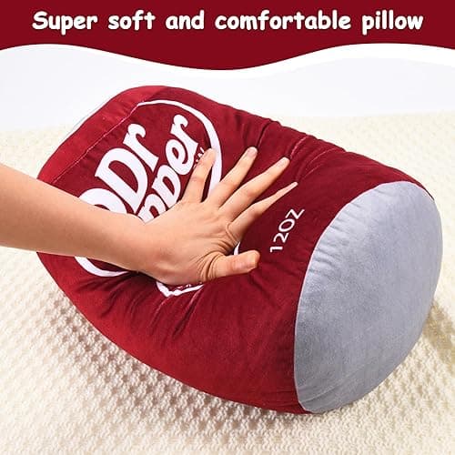 RMKA Doctor Pepper Pillow - Soda Can Stuffed Pillow - Soft Polyester Fabric, 18 inches - Cute and Fun Design, Red - Perfect for Home Decor, Gifts,, RMKAPILLOW-008 thumbnail 5
