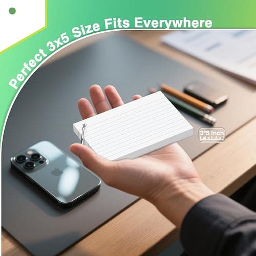 250 Count White Index Cards with Ring 3 x 5 Inch Heavyweight Ruled Index Cards, Flash Cards for School & Office Supplies and Home Organization, Durable Study To Do List Note Cards with Ruled Lines thumbnail 4