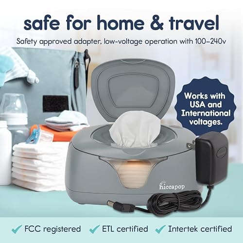 Hiccapop Baby Wipe Warmer and Wet Wipes Dispenser, Diaper Wipe Warmer, Gray thumbnail 6