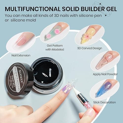 SUPWEE Clear 3d Nail Gel Sculpting Gel, Non-Stick Hand Molding Gel for Nail | Sculpture Gel with 3D Silicone Nail Art Molds Solid Builder Hard Gels for Extend Home DIY Manicure thumbnail 2