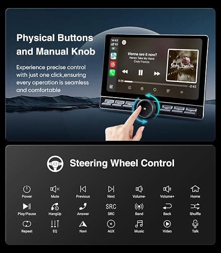 10 inch Car Stereo Dash Kit Replacement for Toyota Tacoma Radio Upgrade 2005-2015,QLED Touch Screen Head Unit w/Wired Wireless CarPlay Andriod Auto GPS Navigation 5GWiFi FM/AM (10 inch 4G+64G) thumbnail 6