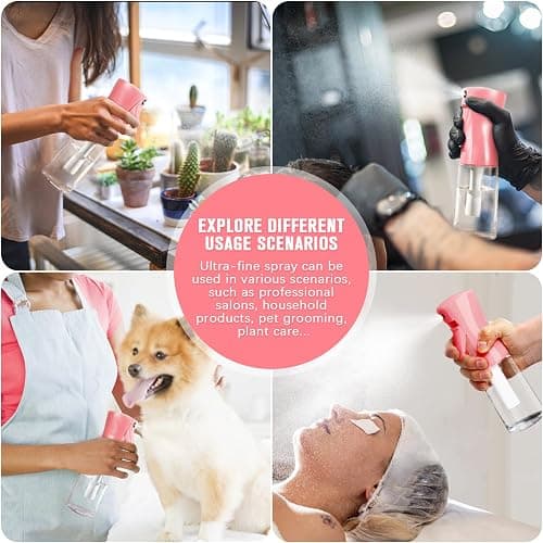 Fine Mist Spray Bottle for Hair, Skincare, Plant Care, Pet Grooming, Cleaning and Disinfection - Ultra-Fine Continuous, Refillable Container (1Pcs Light Pink 6.8oz) - Lightpink thumbnail 5