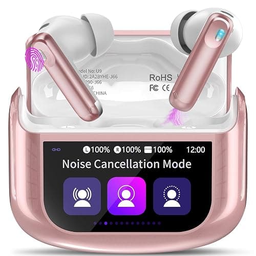 Wireless Earbuds, Bluetooth 5.4 Headphones with Multifunctional Touch Screen, 48H Bass Stereo Ear Buds with ANC/ENC Noise Cancelling/Transparency Mode, IPX7 Earphones with 5 EQ Modes, Rose Pink - Image 1