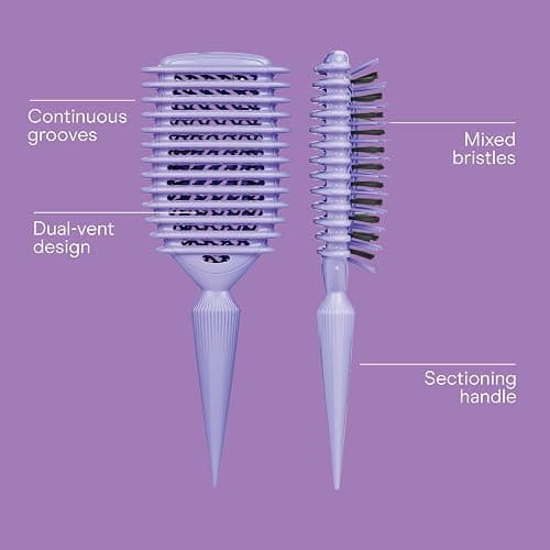 Conair Curl Define Pro Detangler Brush for Curly Hair, Dual-Vent Design with Continuous Grooves, Mixed Bristles for Frizz-Free Detangling, Smoothing, and Curl Definition thumbnail 7