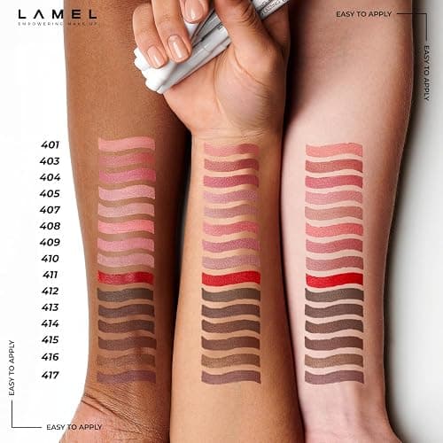 Lamel Long Lasting Lip Liner Pencil – Intense Brown – 2-in-1 Gel Liner | 8-Hour Wear, Creamy Texture, High Pigment, Sharpenable – Use as Lip Liner or Full Coverage Lipstick (414) thumbnail 8