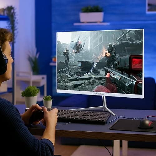 CRUA 24.5" White Gaming Monitor, 200Hz FHD(1920 * 1080P) VA Screen Computer Monitor, Supports Freesync, 120% sRGB, Blue Light Filter, Built-in Speakers, Wall Mountable Installs(HDMI 1.4/DP 1.2) thumbnail 7