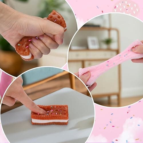Vodolo 4 PCS Silicone Stress Relief Squishy,Cookie Sticky Taba Squishy Fidget Toys Adults,Ultra-Soft Squeeze Toys,Fun Silicone Enjoy Decompression Toy,Soft and Relaxing Squeezing Toy thumbnail 5
