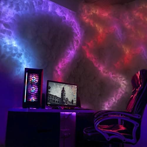 FUSLITE ,New 3D Thundercloud LED Light Cotton Lightning Cloud Colorful Atmosphere Night Light, DIY Creative Cloud Lights Gaming Room Garage Club Bar dj Party,16 Feet thumbnail 4