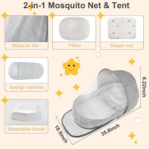 ISELECTOR Portable Bassinet for Baby Travel & Home - Lightweight Foldable Bedside Sleeper with Breathable Mesh, Carry Bag & Storage Pocket, Compact Bassinets for Newborn Infant, Safe Cosleeping Design thumbnail 2