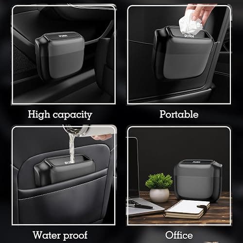 OUDEW 2 Packs Car Trash Can with Lid，Built-in Storage Garbage Bag，Leakproof Vehicle Trash，Car Accessories for Interior,Mini Garbage Bin for Automotive, Office, Kitchen,Bedroom，with 60pcs Trash Bags thumbnail 5