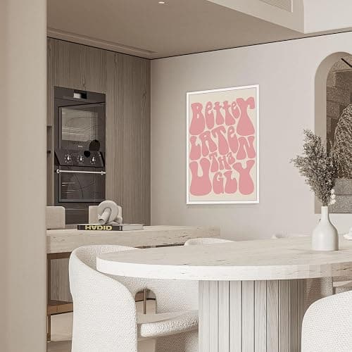 JCFOAS Lustiges Vintage-Poster, Motiv: "Better Late Than Ugly", rosa Poster, Mädchen, Badezimmer, Leinwand, Wandkunst, lustiger Retro-Wandkunst, lustiger Badezimmer-Druck, Vintage-Poster, Dekoration, thumbnail 5