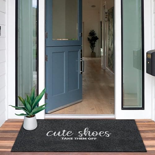 Front Door Mat Welcome Mats Cute Shoes Take Them Off Entry Non Slip Doormats for Entryway Ideal Inside Outside Home High Traffic Area Black 47 Inch x 17 Inch thumbnail 5