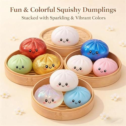 Random Flashy Dumpling Box Soft Toy, Colorful Smile Steamer Baozi Stress Relief Ball, Fun Party Solo Play, 1/2/4 Pieces thumbnail 8